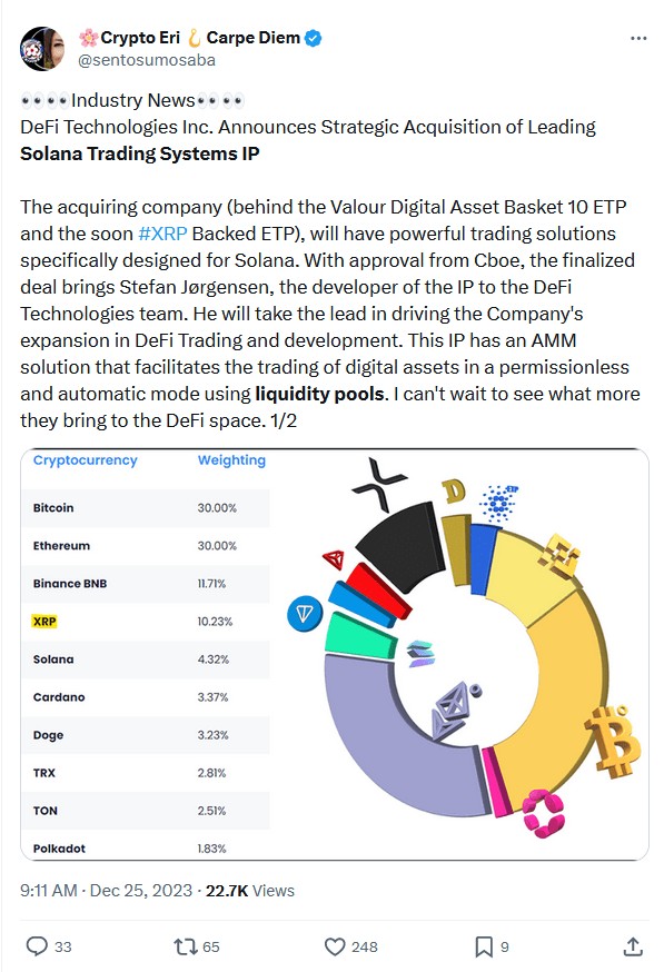 XRP專家稱贊DEFITECHNOLOGIESSOLANA交易IP收購