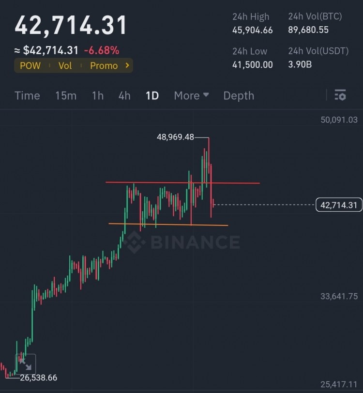 比特幣圖表分析 49000 區域阻力，接下來將觸及支撐區域，減半后目標12萬至15萬交易山寨幣，避免詐騙模因投資