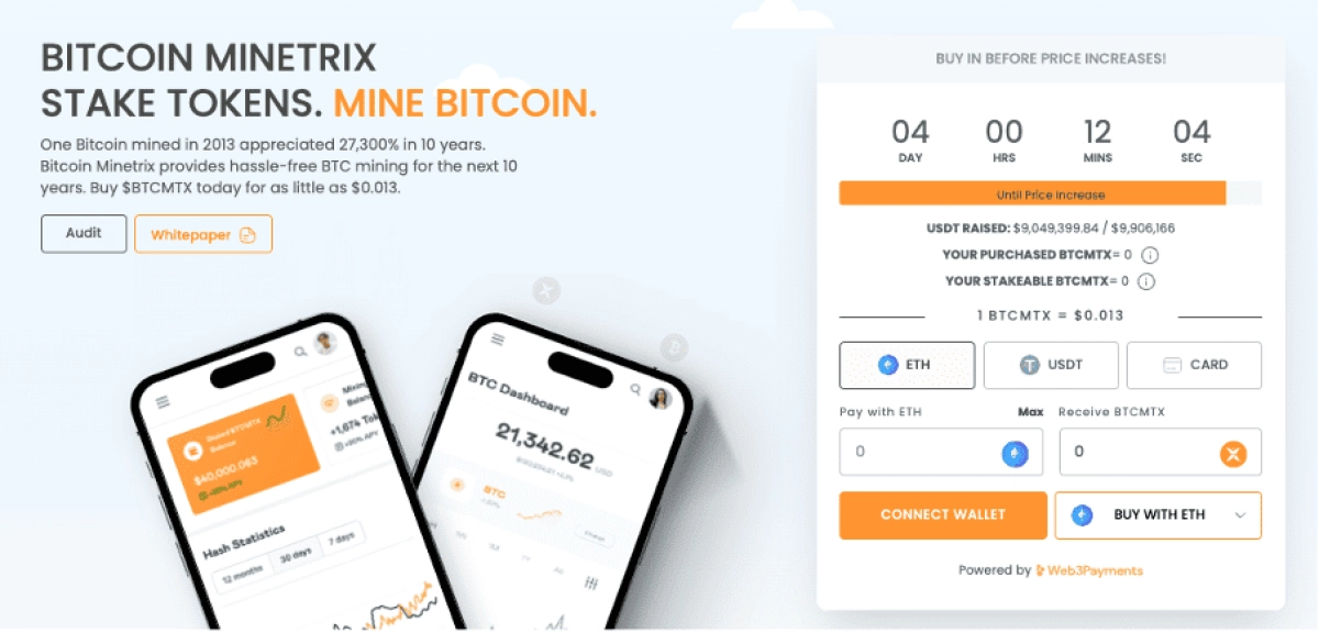 新的加密ICO比特幣MINETRIX為創新挖礦項目籌集了900萬美元