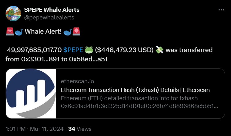 Pepecoin 鯨魚將超過 135B PEPE 代幣轉移到交易所——即將發生重大崩盤嗎？